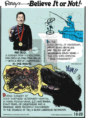 Ripley's Believe It or Not on Tuesday October 20, 2015 Comic Strip