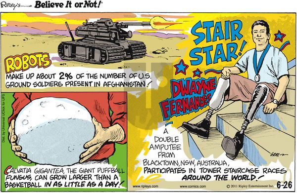 Ripley's Believe It or Not on Sunday June 26, 2011 Comic Strip