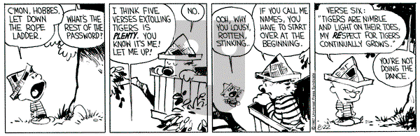 Calvin and Hobbes on Saturday August 22, 1987 Comic Strip