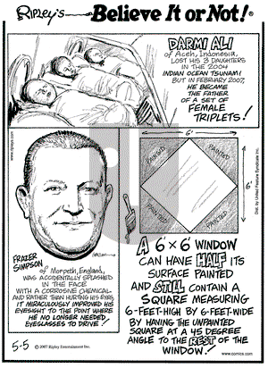 Ripley's Believe It or Not on Sunday May 20, 2007 Comic Strip