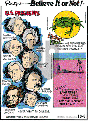 Ripley's Believe It or Not on Thursday October 6, 2011 Comic Strip