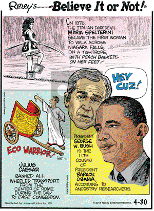Ripley's Believe It or Not on Wednesday April 30, 2014 Comic Strip