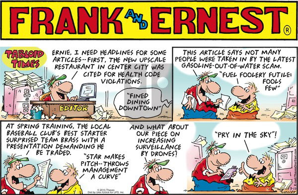 Frank and Ernest on Sunday March 15, 2015 Comic Strip