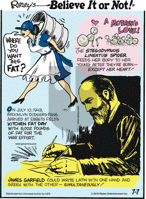 Ripley's Believe It or Not - Tuesday July 7, 2015 Comic Strip