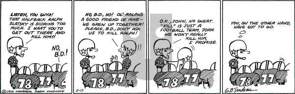 Doonesbury on Tuesday November 17, 1970 Comic Strip