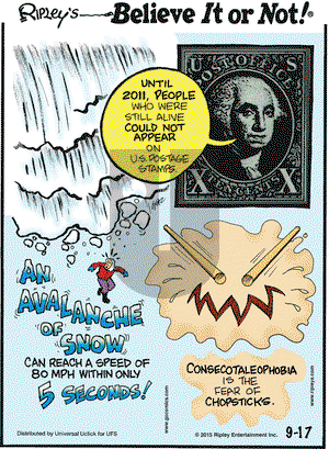 Ripley's Believe It or Not on Thursday September 17, 2015 Comic Strip