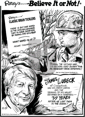 Ripley's Believe It or Not on Monday October 24, 2005 Comic Strip