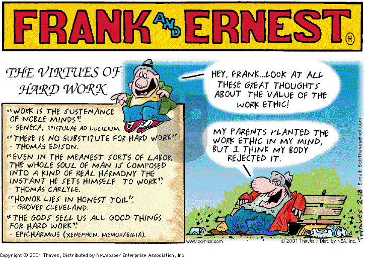 Frank and Ernest on Sunday February 18, 2001 Comic Strip