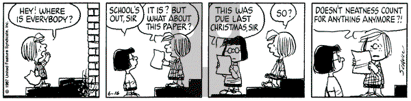 Peanuts on Tuesday June 16, 1987 Comic Strip