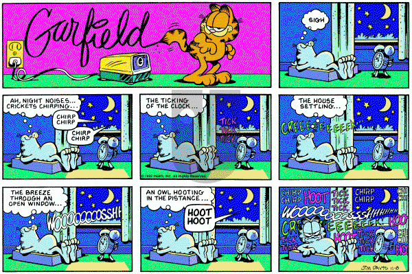 Garfield on Sunday November 8, 1992 Comic Strip