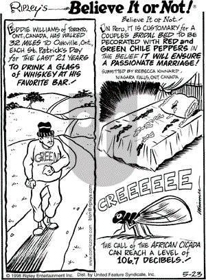 Ripley's Believe It or Not on Saturday May 23, 1998 Comic Strip
