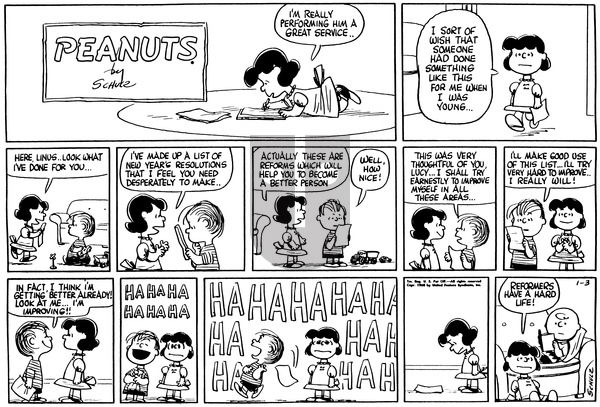 Peanuts on Sunday January 3, 1960 Comic Strip