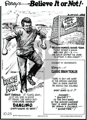 Ripley's Believe It or Not on Tuesday October 25, 2005 Comic Strip
