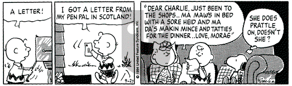 Peanuts on Tuesday September 27, 1994 Comic Strip