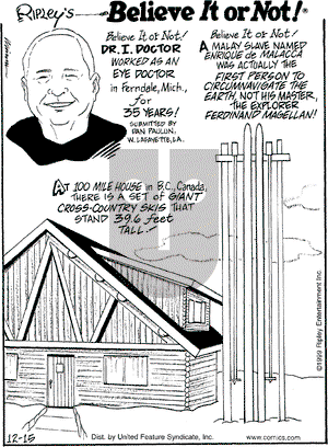Ripley's Believe It or Not on Wednesday December 15, 1999 Comic Strip