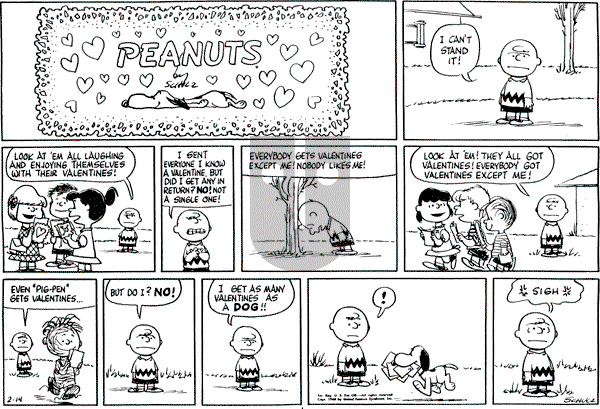 Peanuts - Sunday February 14, 1960 Comic Strip