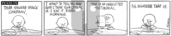 Peanuts on Wednesday March 30, 1960 Comic Strip