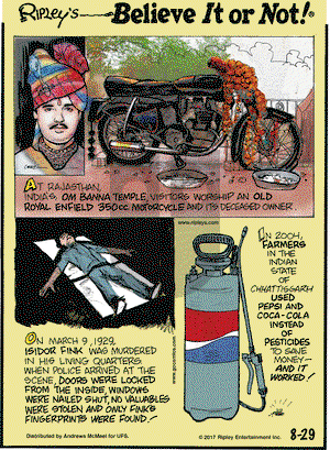 Ripley's Believe It or Not on Tuesday August 29, 2017 Comic Strip