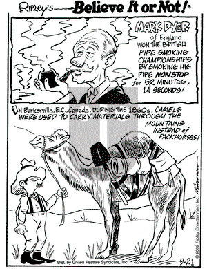 Ripley's Believe It or Not on Saturday September 21, 2002 Comic Strip