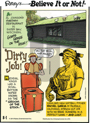 Ripley's Believe It or Not on Saturday August 1, 2015 Comic Strip