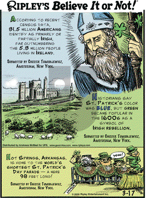 Ripley's Believe It or Not on Monday March 17, 2025 Comic Strip