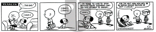 Peanuts on Monday July 21, 1952 Comic Strip