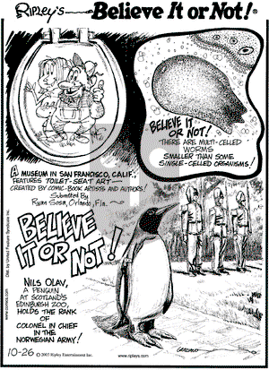 Ripley's Believe It or Not on Wednesday October 26, 2005 Comic Strip
