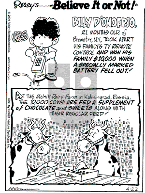 Ripley's Believe It or Not on Thursday April 22, 2004 Comic Strip