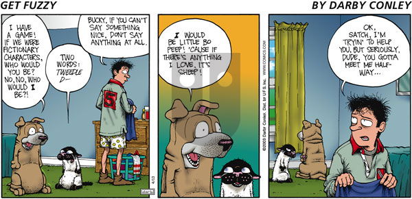 Get Fuzzy on Sunday April 13, 2003 Comic Strip