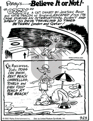 Ripley's Believe It or Not on Monday September 23, 2002 Comic Strip