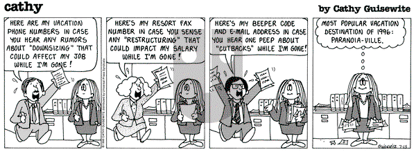 Cathy Classics on Monday July 15, 1996 Comic Strip