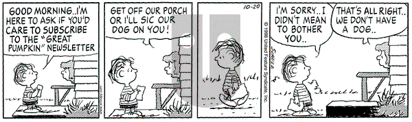 Peanuts on Tuesday October 20, 1998 Comic Strip
