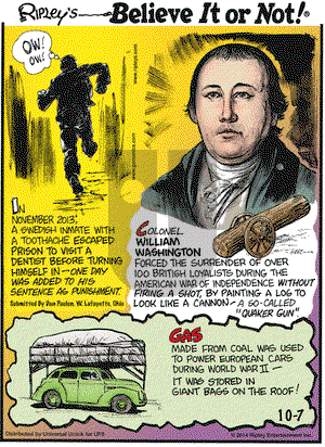 Ripley's Believe It or Not on Tuesday October 7, 2014 Comic Strip