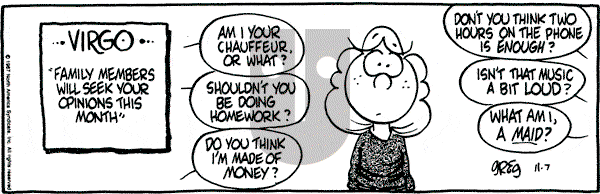 Luann on Saturday November 7, 1987 Comic Strip