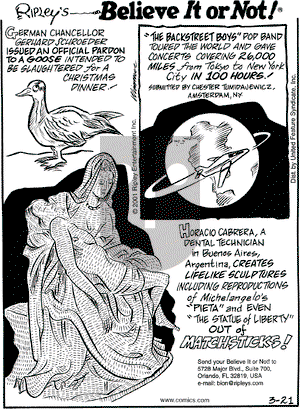 Ripley's Believe It or Not on Wednesday March 21, 2001 Comic Strip
