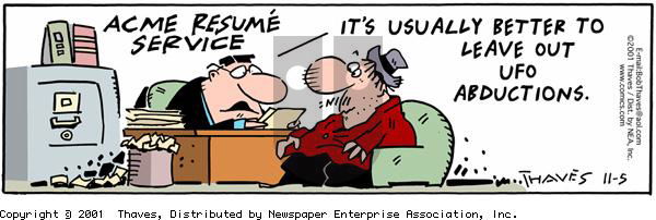 Frank and Ernest on Monday November 5, 2001 Comic Strip