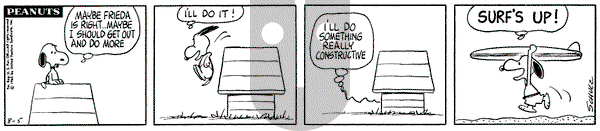 Peanuts on Thursday August 5, 1965 Comic Strip