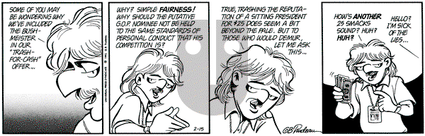 Doonesbury on Saturday February 15, 1992 Comic Strip