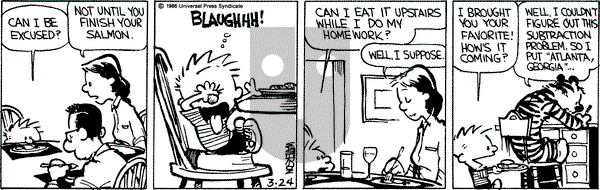 Calvin and Hobbes on Monday March 24, 1986 Comic Strip