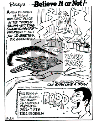 Ripley's Believe It or Not on Tuesday September 24, 2002 Comic Strip