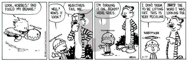 Calvin and Hobbes on Friday March 17, 1989 Comic Strip