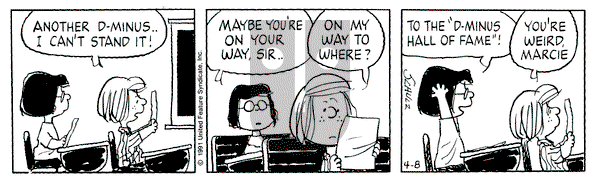 Peanuts on Monday April 8, 1991 Comic Strip