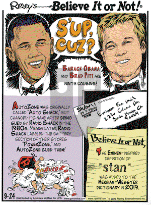 Ripley's Believe It or Not - Saturday September 24, 2022 Comic Strip