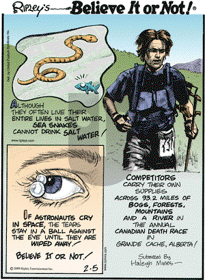 Ripley's Believe It or Not on Thursday February 5, 2009 Comic Strip