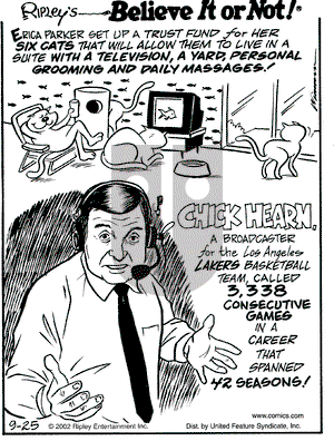 Ripley's Believe It or Not on Wednesday September 25, 2002 Comic Strip