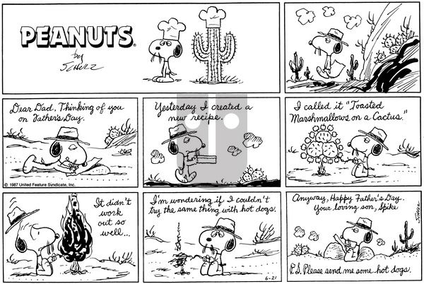 Peanuts on Sunday June 21, 1987 Comic Strip