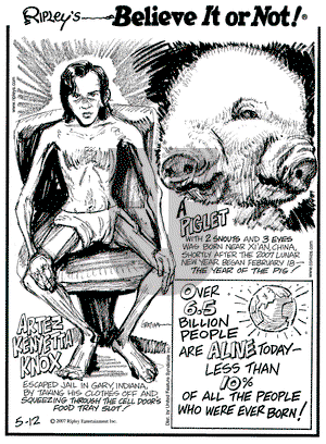 Ripley's Believe It or Not on Saturday May 12, 2007 Comic Strip