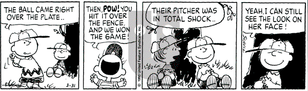 Peanuts - Wednesday March 31, 1993 Comic Strip