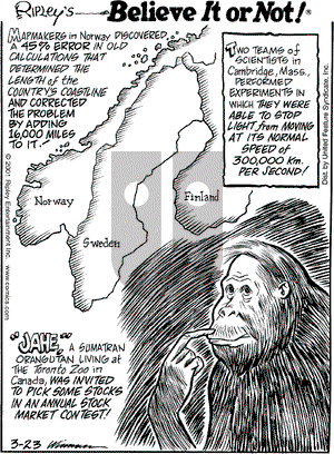 Ripley's Believe It or Not on Friday March 23, 2001 Comic Strip