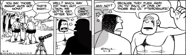 Alley Oop on Saturday April 3, 1976 Comic Strip